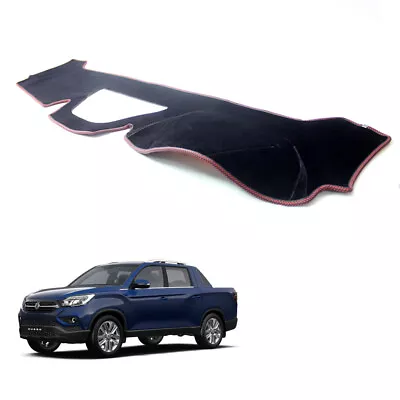 Velvet Non-Slip Dash Cover BL W/ Red Stitch For 2019 ~ 2023 Ssangyong Musso XLV • $65.95