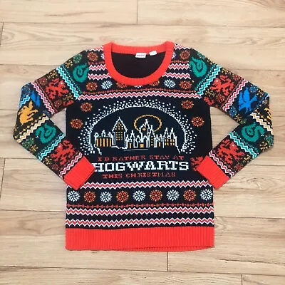$45 • Buy Harry Potter Hogwarts Ugly Sweater Sz SMALL I’d Rather Be At Hogwarts This Xmas