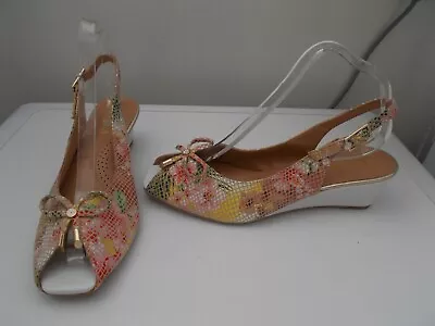 Van Dal Womens Multi Coloured Leather Wedge Sandals Size 6 • £14.99