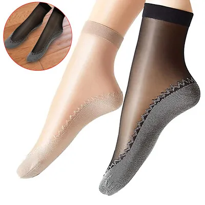 $6.99 • Buy 12x Non Slip Women's Ankle Socks Ultra-thin Elastic Sheer Silky Short Stockings