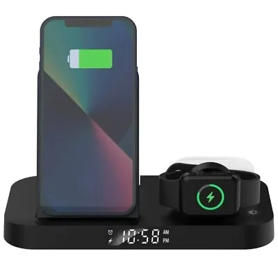 4 In 1 Alarm Clock + Wireless Android Charger Charging Station  • £29.89