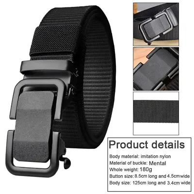 Tactical Men Nylon Belt Automatic Buckle 1.3  Web Belts Casual Simple Wild Style • $11.69