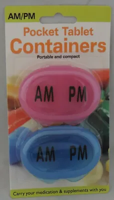 2pk AM PM Pocket Pill Tablet Medication Containers DAILY Organize Vitamin Travel • $1.99