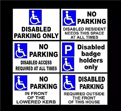 £2.99 • Buy Various Disabled Parking Signs Dibond Or Plastic Or Sticker  A5-A2