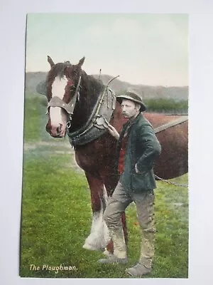  The Ploughman  Plough Horse & Farmer Vintage Horse Postcard L20 • £3.99
