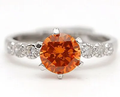  3CT Padparadscha Sapphire & Topaz 925 Sterling Silver Ring Sz 8 I2-1 • £10.45