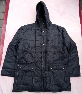 VINTAGE 70s 80s QUILT QUILTED PARKA Coat Anorak Jacket Fur Pile ZIP HOOD XL • £39.99
