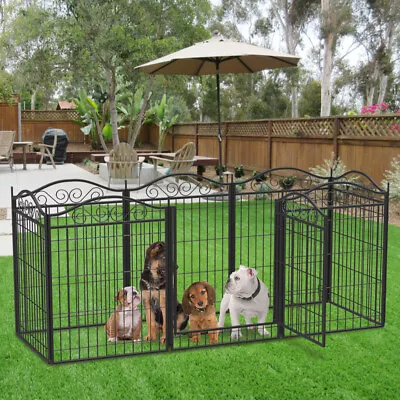 $139.97 • Buy Heavy Duty Metal Dog Fence Cat Play Pen Pet Metal Cage Indoor Outdoor Run Kennel