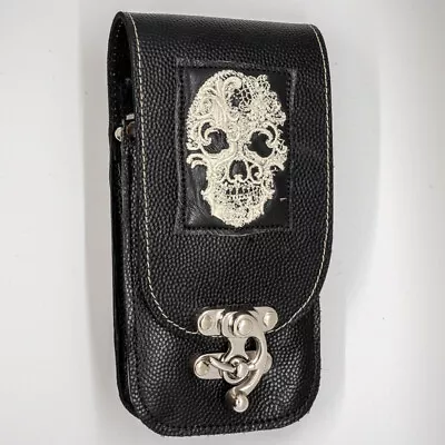 Leather Gothic Skull Mobile Cell Phone Belt Loop Wallet Biker Celtic Bum Fanny • £49.99