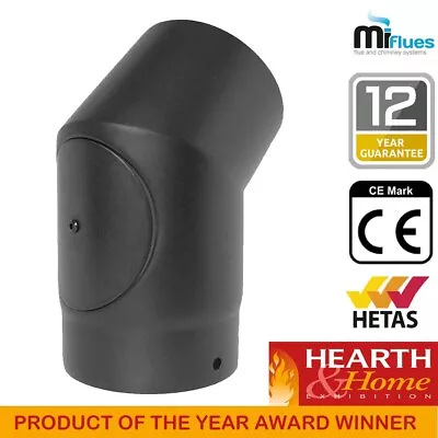 £48.24 • Buy 45 Degree Bend C/w Door 6inch 150mm Vitreous Enamel Matt Black Flue Pipe Bend