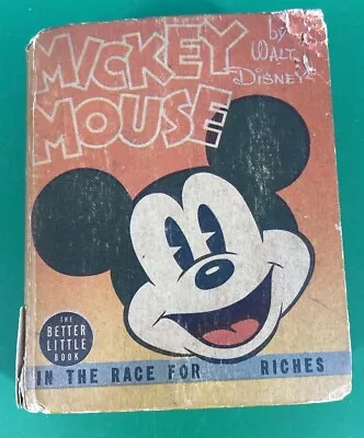Mickey Mouse In The Race For Riches Walt Disney Better BIG Little Book 1938 1476 • $29