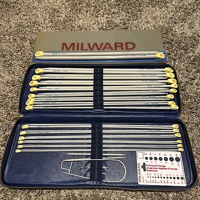 Vintage Milward Metric Knitting Needle Set In Case 2 Mm-10 Mm Gauge Bodkins • $50