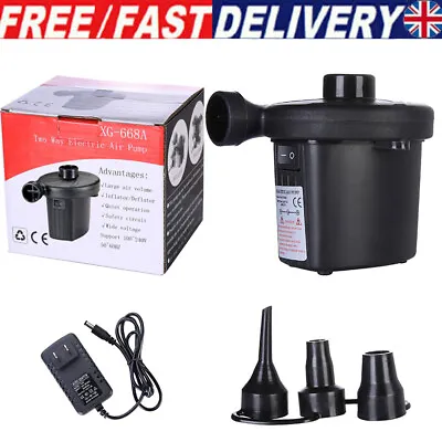 Electric Air Pump For Paddling Pool Fast Inflator Deflator Camp Air Bed Mattress • £10.92