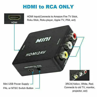 $5.48 • Buy HDMI To RCA AV Adapter Converter Cable CVBS 3RCA 1080P Composite Video Audio