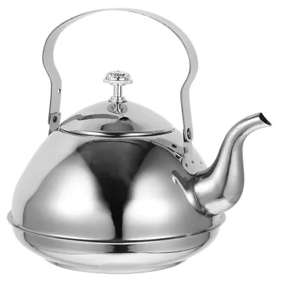  Metal Teapot Stainless Steel With Lid Travel Office Wood Grain • £20.85