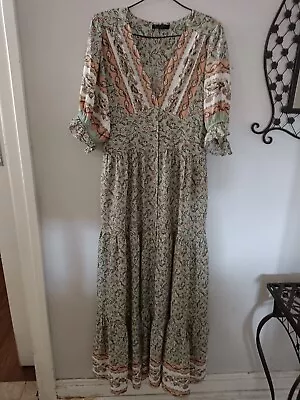 BNWT Caroline Morgan Mint Green Floral Maxi Dress Size 14 • $40