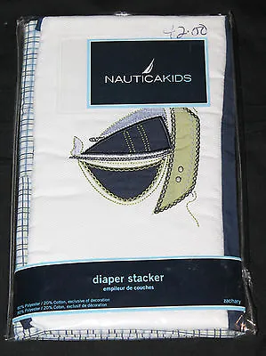 $19.99 • Buy NauticaKids Zachary Diaper Stacker Blue Green Boats Plaid New 