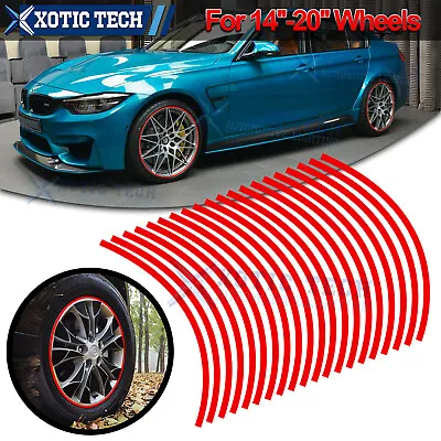 Red Strips Glossy Reflective Motorcycle Car Rim Stripe Wheel Decal Tape Sticker • $12.97