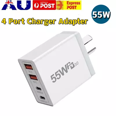 4 Port USB-C PD Fast Charging Wall USB C Charger Power Adapter 55W Type-C Brick • $14.95