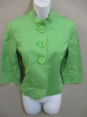Coldwater Creek Bright Green 3/4 Sleeve Jacket Size P6 Nehru Collar • £9.49