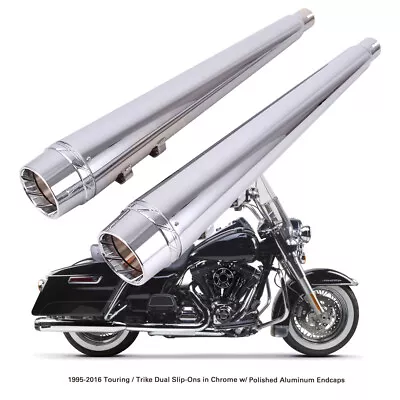 Dna 4  Chrome Megaphone Slip-on Mufflers Exhaust Pipes For Harley Touring 95-16 • $160.69