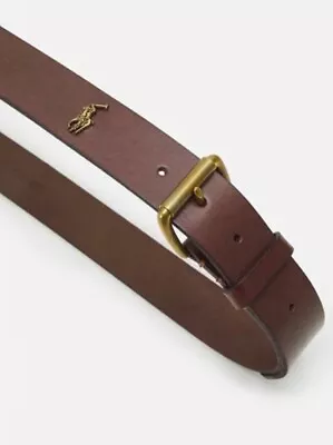 Polo Ralph Lauren Brown Leather Belt With Polo Player Charm Size 32 Ex Display • £29.99