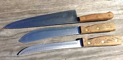 Vtg Set Of 3 Old Homestead 10  Chef's Knife + 2 More Stainless Full Tang Japan • $27.95