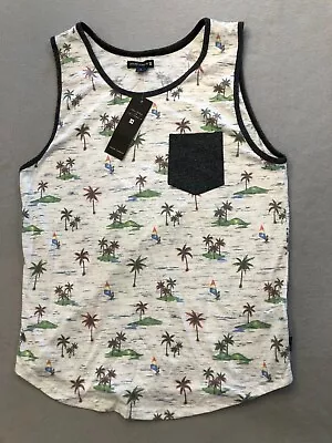 Ocean Current Shirt Men's Large New Hawaiian Floral Vacation Tank Top • $19.99