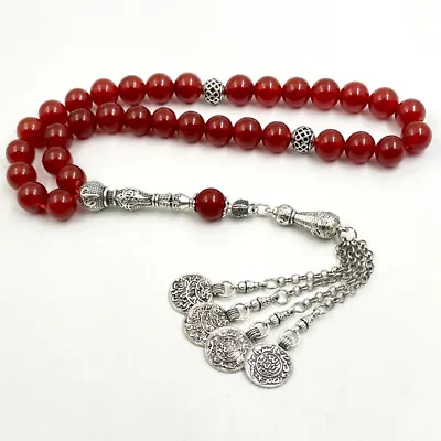 Tasbih Natural Brazil Red Agate Islamic Misbaha Muslim Prayer Beads Eid Gift • $11.52