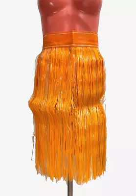 VTG NIB Novelty Hula Skirt Orange Plastic Grass Hook Fasteners Halloween Party • $49.90