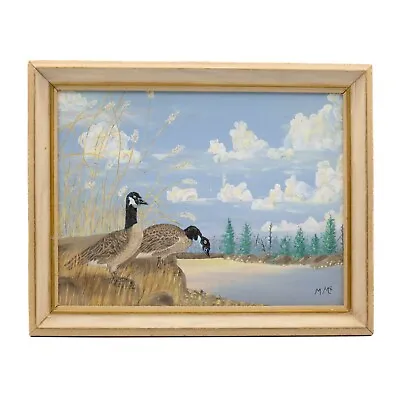 Oil Painting Canada Geese Marsh Lake 1990's Signed M. McCormick 14  X 11  • $34.95