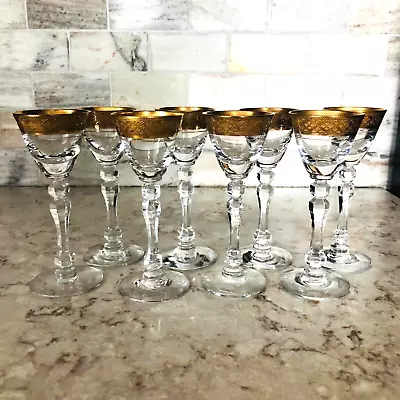 Tiffin- Franciscan Set Of 8 Cordial Glass Evening Reflections Gold • $140