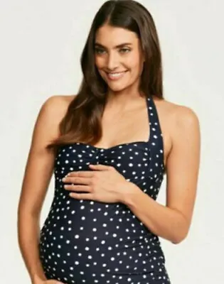 £12.99 • Buy Figleaves Belle Maternity Non Wired Halterneck Tankini Top Navy Spot