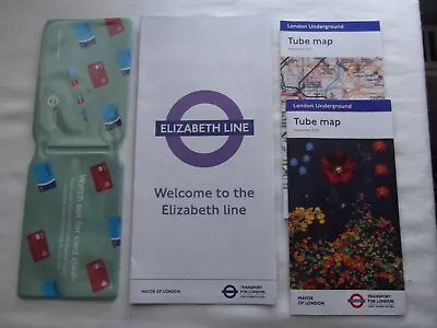 London Underground Opening Of Elizabeth Line Booklet - Card Holder And Two Maps • £0.50