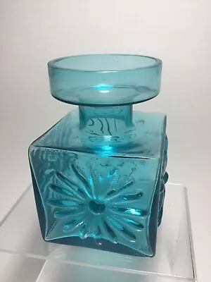 £15 • Buy A Vintage 1960's Dartington Kingfisher Blue Glass Vase Designed By Frank Thrower
