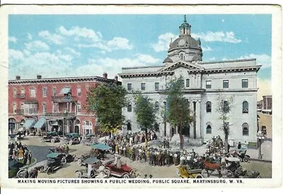 CR-346 WV Martinsburg Making Moving Pictures Public Square Wedding Postcard • $24.50