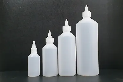 HDPE Plastic Bottles 100ml 250ml 500ml 1000ml Natural Twist - Top Cap White • £6.29