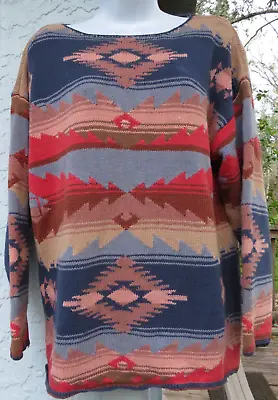 $44.79 • Buy Cambridge Dry Goods Company Aztec Southwest Womens Linen Cotton Sweater Small