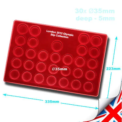 New SCHULZ Red COIN TRAY 30 Compartments 50p Pence Collection Olympic 2012 • £10.45