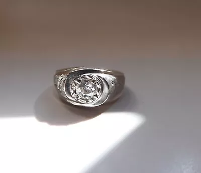 Retro Era 14K White Gold .50 Carat Old European Cut Diamond Ring SI2 / G • $950