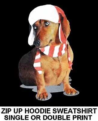 Cute Lovable Christmas Holiday Hat Dachshund Funny Dog Zip Hoodie Sweatshirt 703 • $49.99