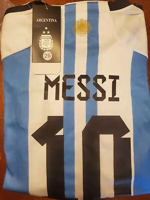 AFA Argentina Adidas Striped Soccer Jersey Shirt  - Youth 7/8 {Men's 26} • $39.99