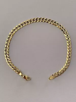 Solid Yellow 10k Gold 5mm Wide Flat Miami Cuban Link Men's Bracelet 8'' 4.5g • $275.20