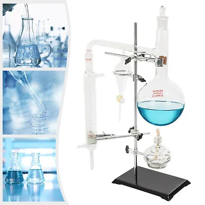 1000ML Essential Oil Steam Distillation Apparatus Kit Pure Water Oil Glassware • $72.99