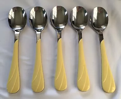 Fiesta Vintage Mid Century Pale Yellow 5 Piece Lot Set Of Larger Spoons • $14.99