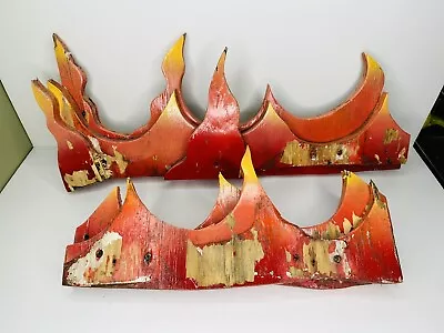 Vintage Carnival Dark Ride Prop Hand Painted Wooden Flames Haunted House • $39.99