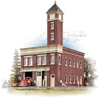 FIRE STATION #4 With HOSE TOWER - HO Scale BUILT UP - WALTHERS 933-2809 - NEW • $89.89