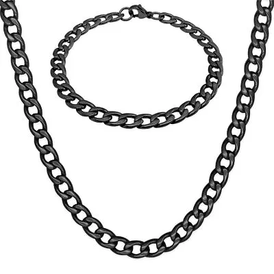 Curb Chain With / Without Bracelet From Stainless Steel Men Necklace Gold Silver • $16.78