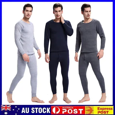 2pcs Set Men Wool Blends Long Sleeve Thermal Top & Long Johns Pants Set Winter • $22.99