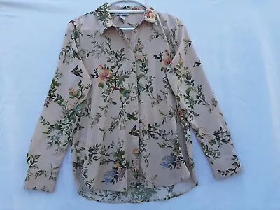 H&M Blouse Size 8 Floral Long Sleeve Collared Multicolor • $14